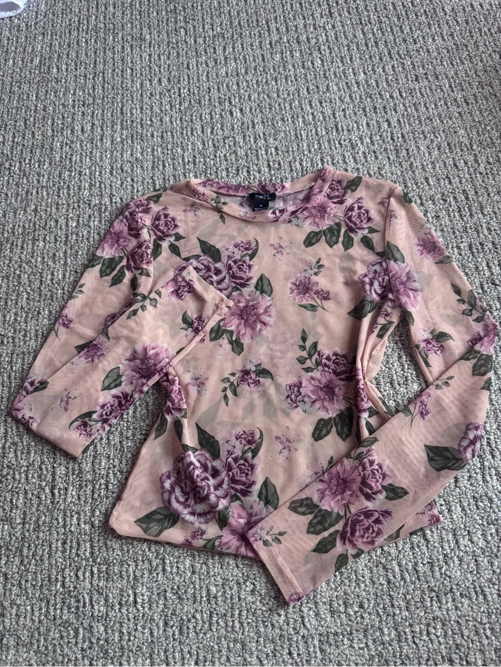 Rue21 Blush Pink Floral Long Sleeve Tee